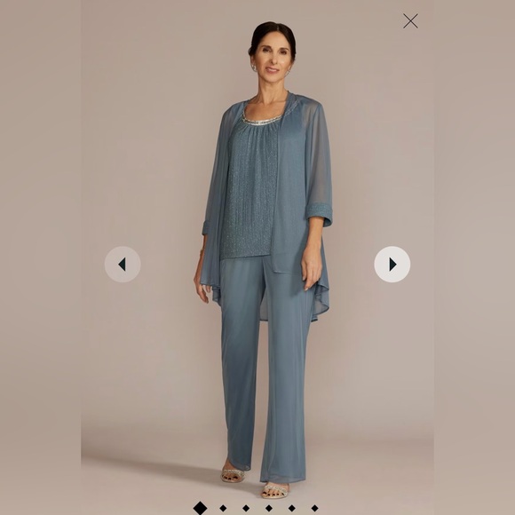 3 piece rhinestone trimmed chiffon pantsuit. Mother of the Groom/Bride outfit. - Picture 1 of 14